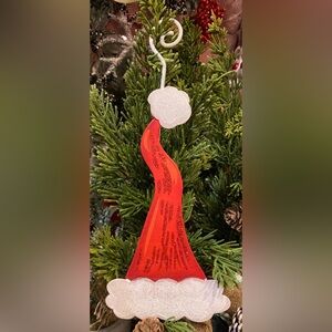 Festive Red and White Santa Hat Holiday Ornament